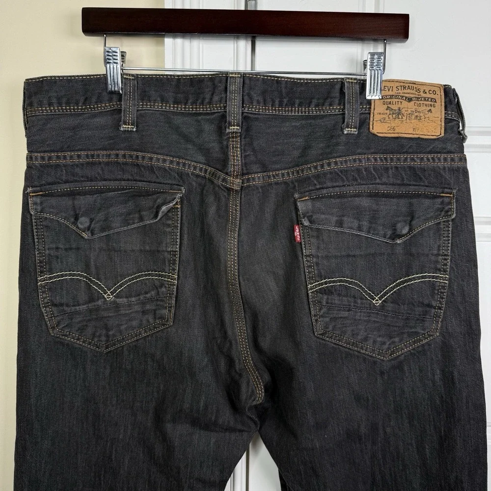Levis 569 Baggy Jeans 38/32 (39/29.5) Black Washed Grunge Wide Y2K Flap Pocket
